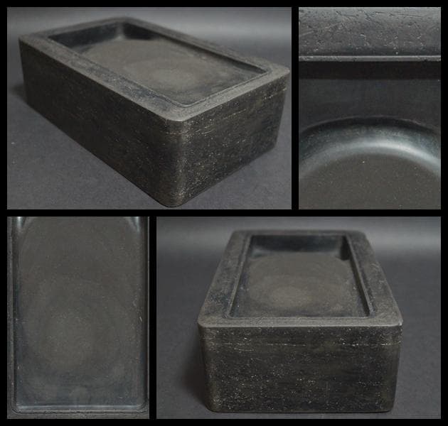 文房至宝 清大型古端渓硯(六石眼)重5.4kg 古玉筆/李朝水滴/古銅製梅文筆置