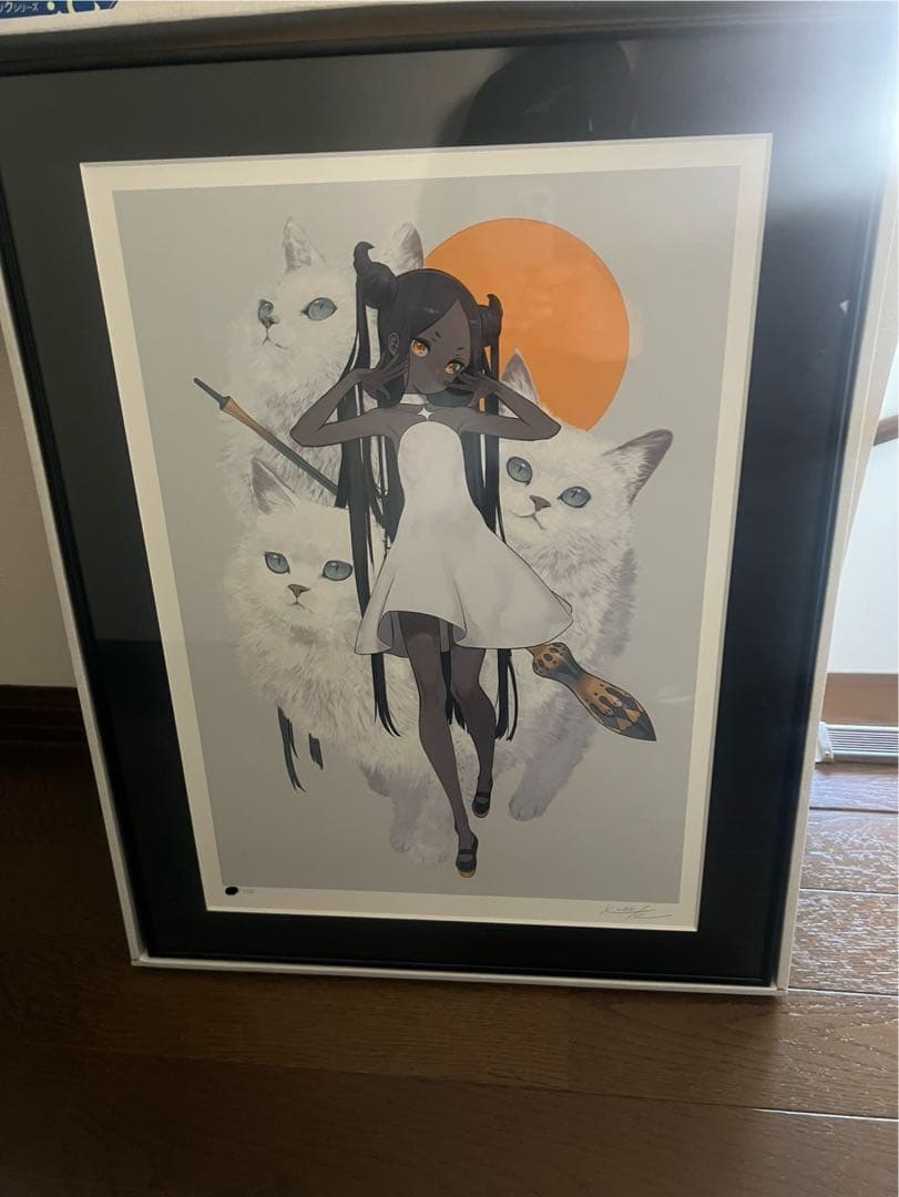 【額装済み】黒星紅白画集発売記念展 直筆サイン入り描き下ろしアートグラフ