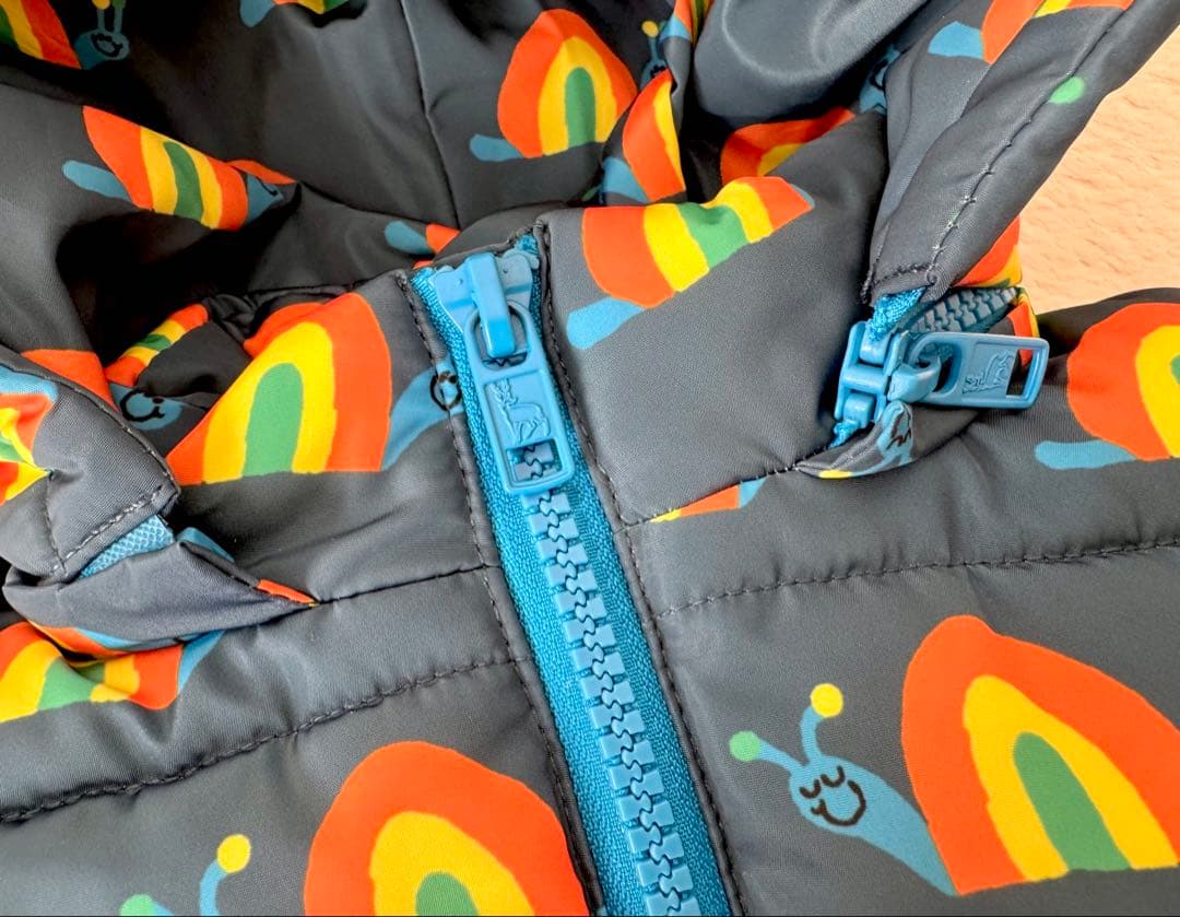 【極美品】⭐︎ステラマッカートニー　虹とカタツムリ柄　ボア付き　ダウンコート24m