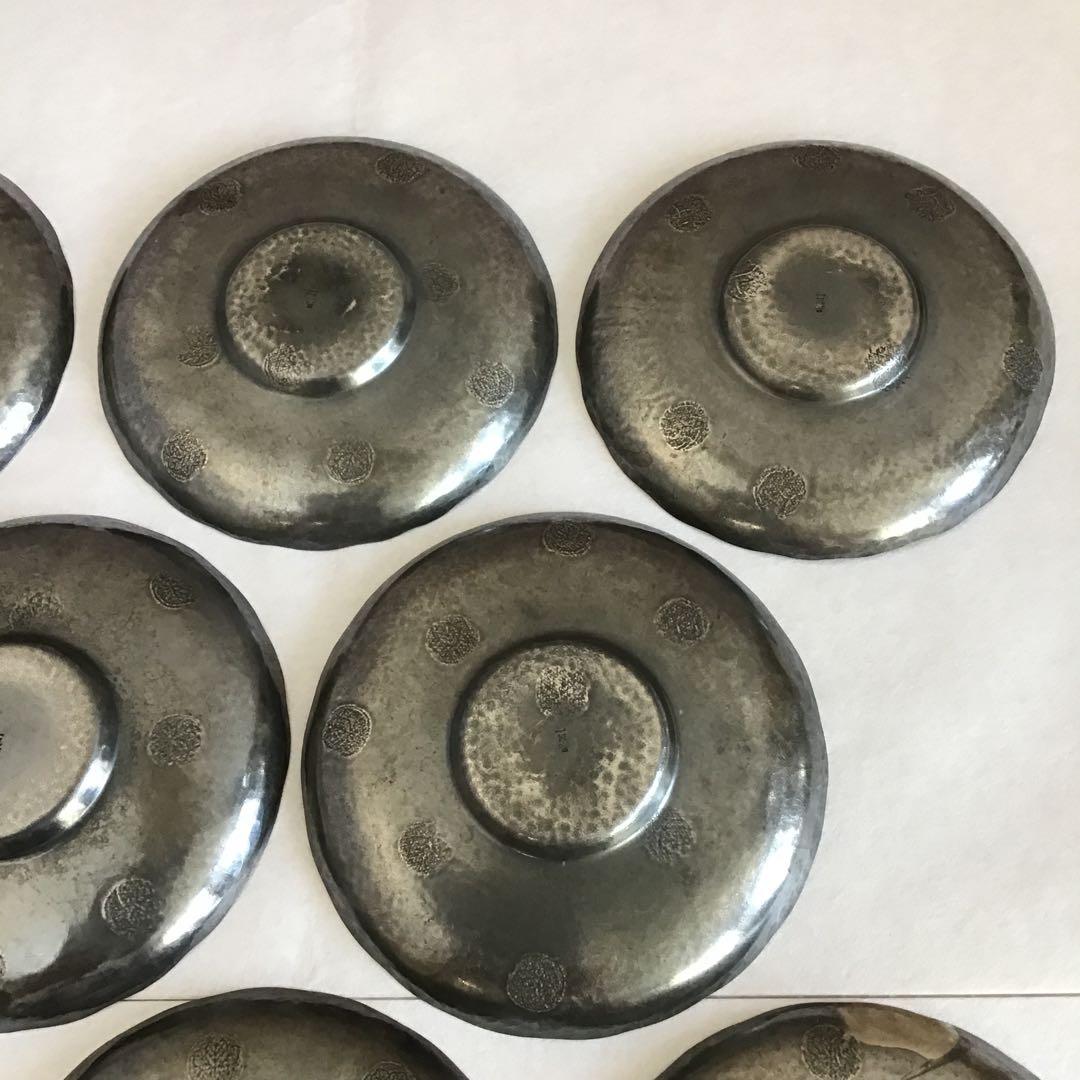 茶道具　純銀茶托大10枚　一鳳斎造と錫製(推定)茶托小5枚　共箱　S1012CT