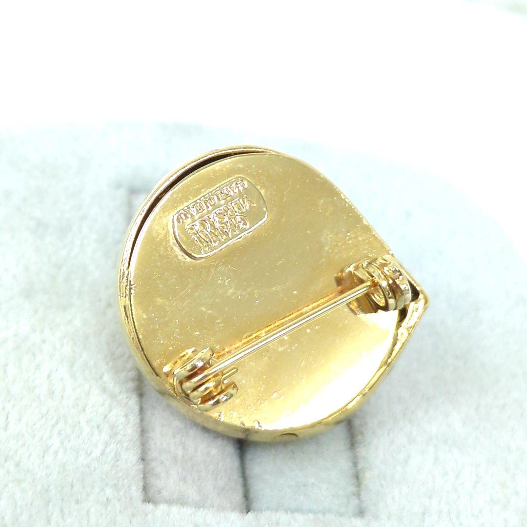 ジャンニヴェルサーチェ クリスタルラインストーン ピンブローチ ゴールドカラー