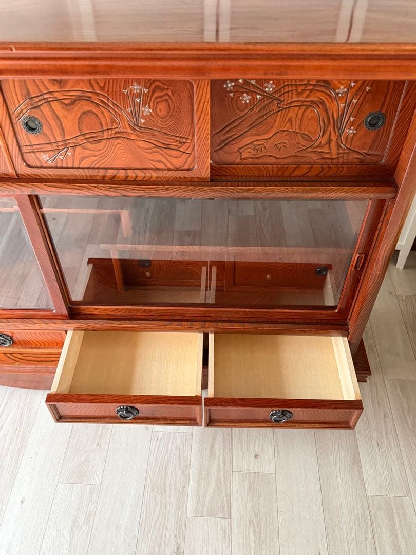 最終値下げ! 欅材 レトロ茶箪笥 水箪笥 古家具 昭和 アンティーク 収納棚