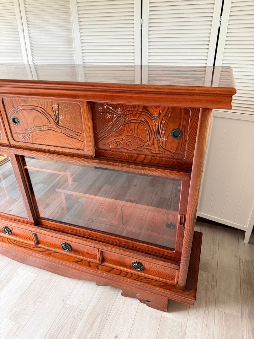 最終値下げ! 欅材 レトロ茶箪笥 水箪笥 古家具 昭和 アンティーク 収納棚