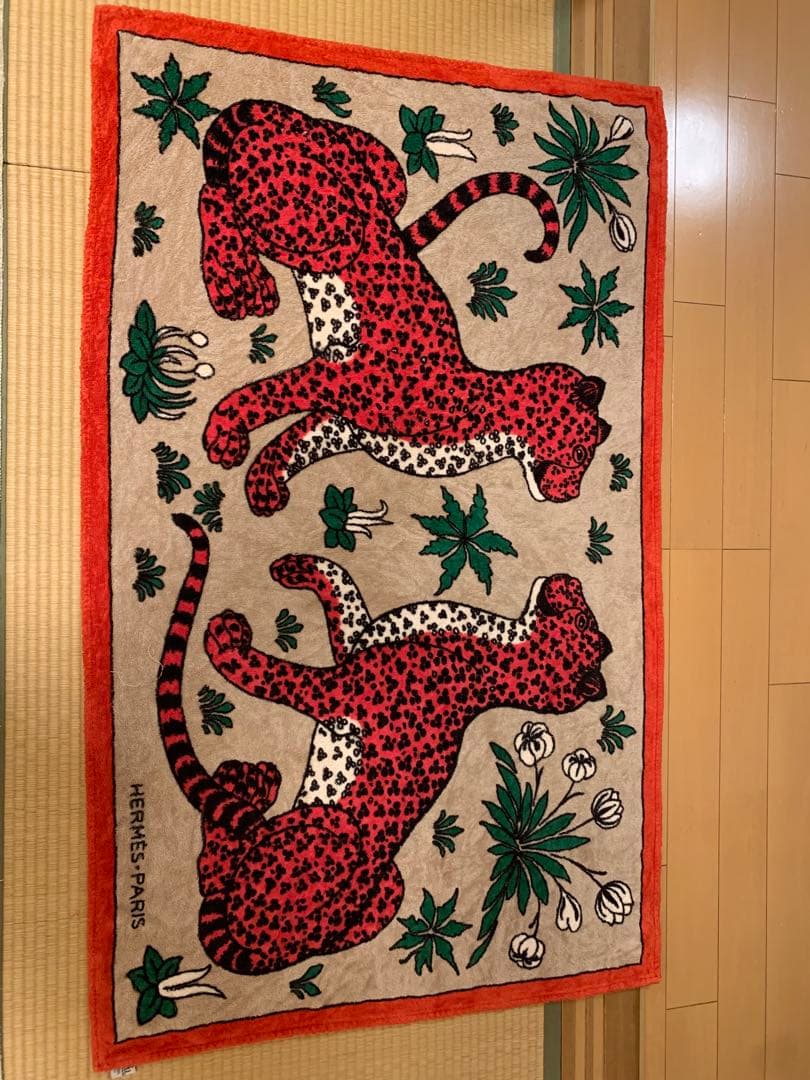 HERMES レオパード柄 バスタオル 90*152