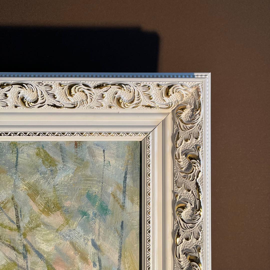 ★秀作★ 手書き油絵 クロード・モネ 柳の下に座る女（大）額付き 絵画