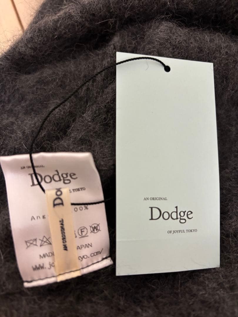 【新品未使用】Dodge ダッチ 猫耳付きダークグレーニット帽 アンゴラ100%