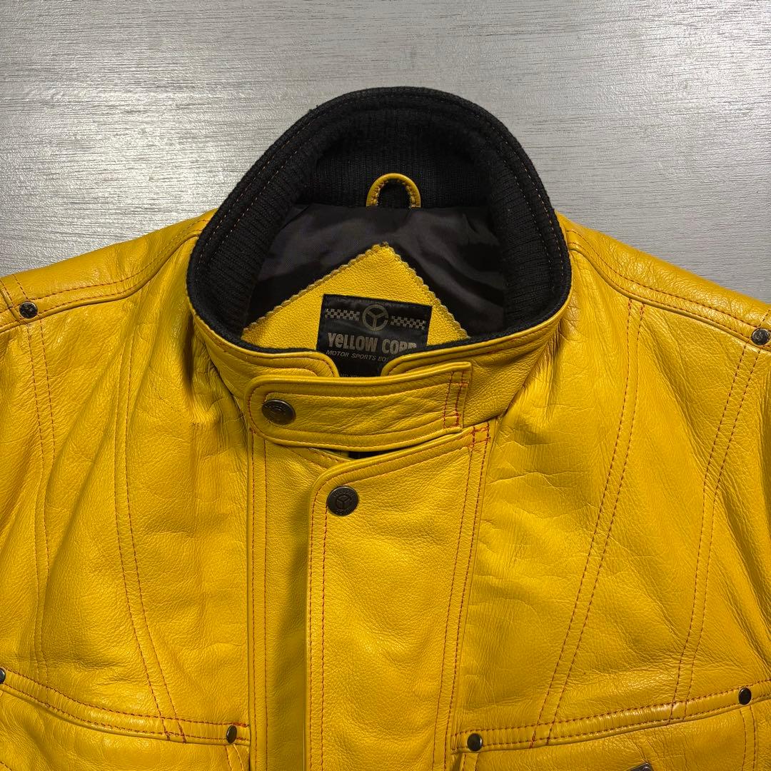 YELLOW CORN ライダースジャケット　牛革　本革　オールレザー　黄色　L