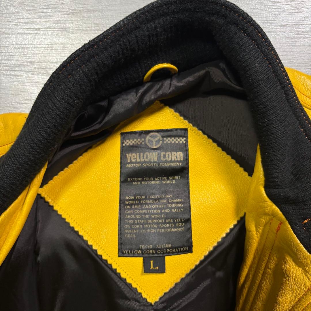 YELLOW CORN ライダースジャケット　牛革　本革　オールレザー　黄色　L