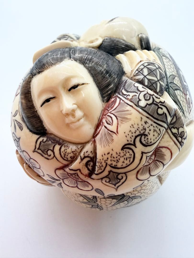 極上『浮世絵春画』 根付 置物 /重さ：300g 銘:正光 天然素材