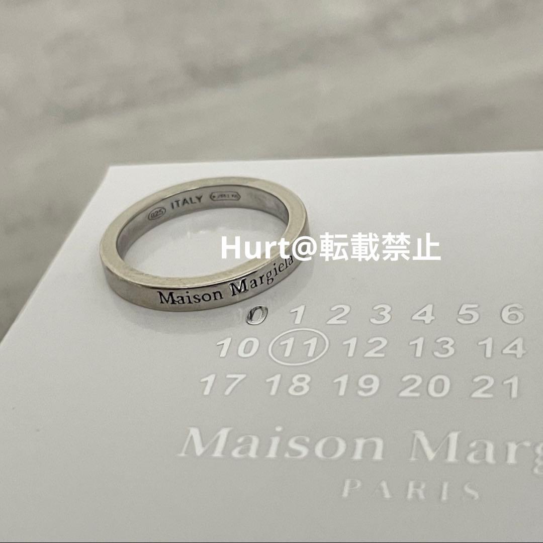 【新品外箱あり】メゾンマルジェラ スリム ロゴ リング シルバー 13号相当