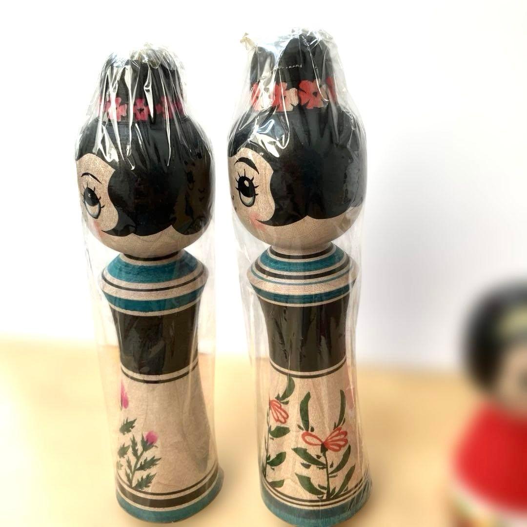 こけし　北山盛治　裕美　親子こけし　猫耳リンゴ　林檎こけし　3体セット　北山裕美