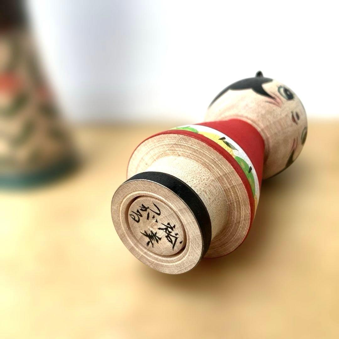 こけし　北山盛治　裕美　親子こけし　猫耳リンゴ　林檎こけし　3体セット　北山裕美