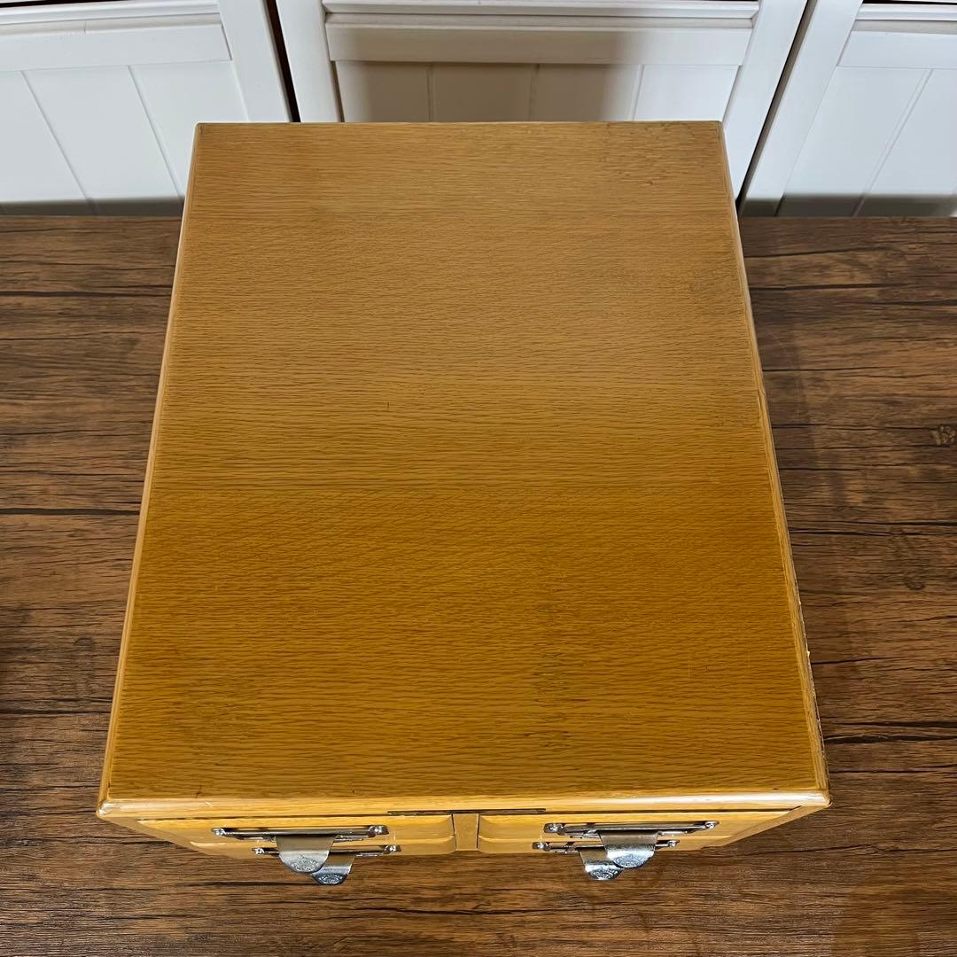 【希少】ヴィンテージ　図書館　カード棚　木製引き出し　ドロワー 4段