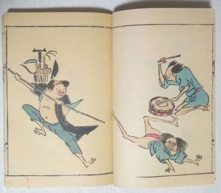 鳥羽絵扇の的3巻合本（色刷り版画本)竹原信繁画、享保5年