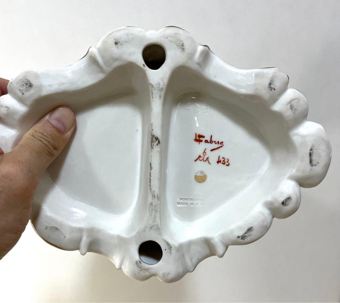 ルイージファブリス☆陶磁器レース人形 花籠を抱える貴婦人 イタリア製