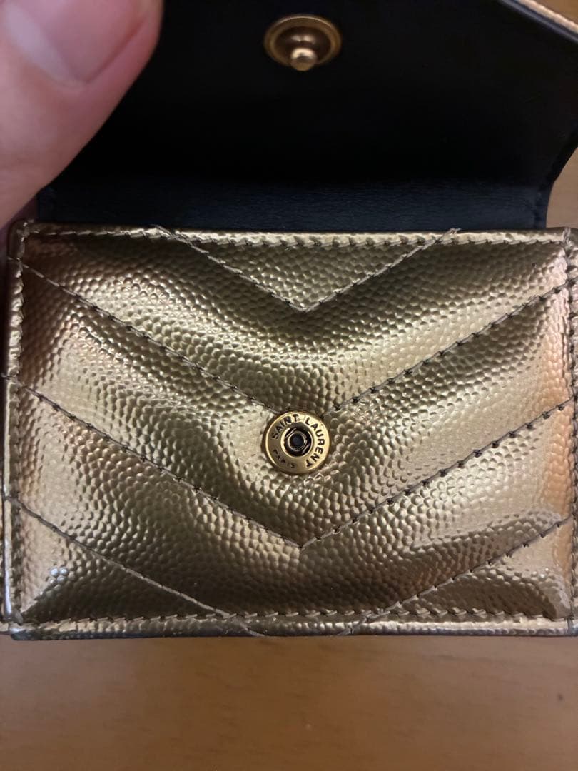 SAINT LAURENT ゴールド 三つ折り財布