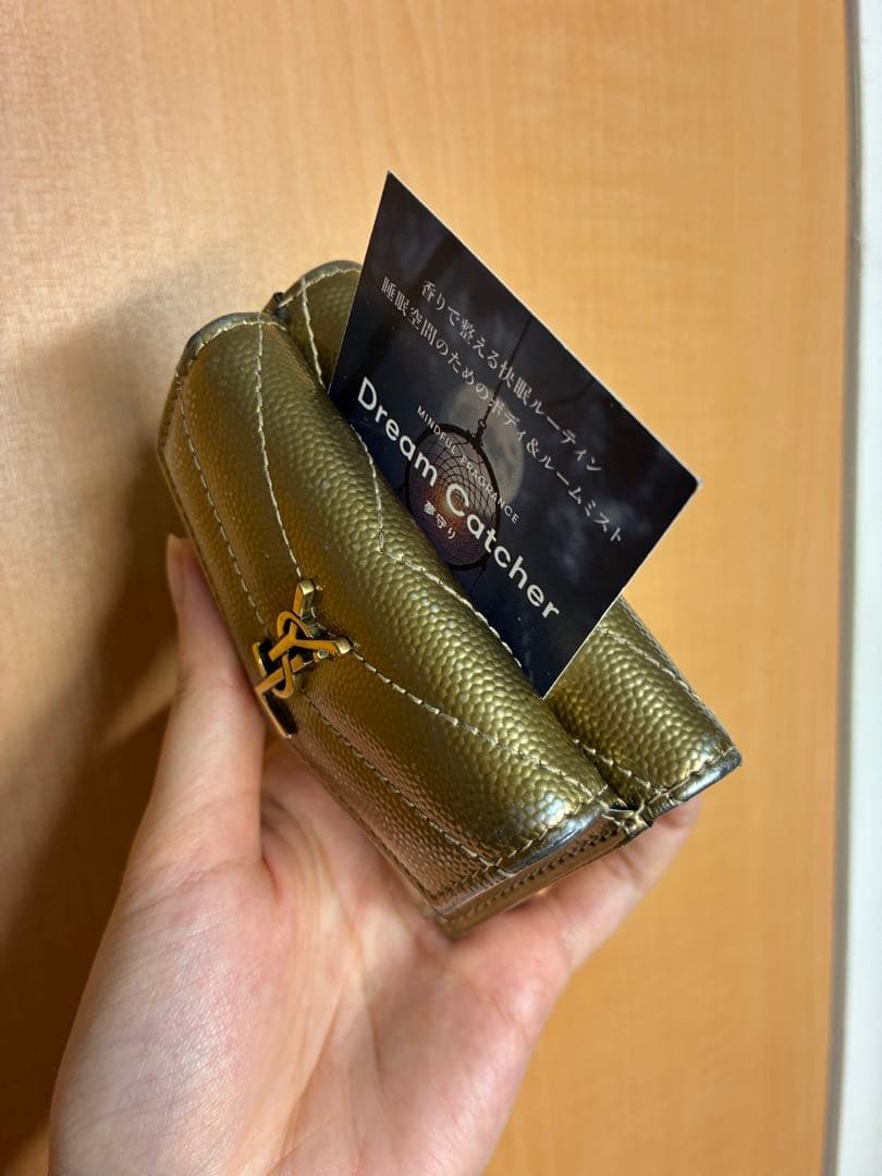 SAINT LAURENT ゴールド 三つ折り財布