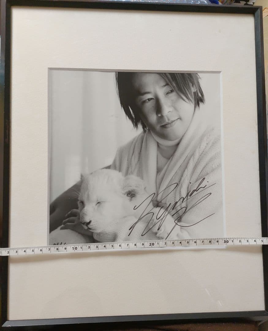 直筆サイン入りFC限定購入品!河村隆一ライオンの赤ちゃん額装LUNA SEA写真