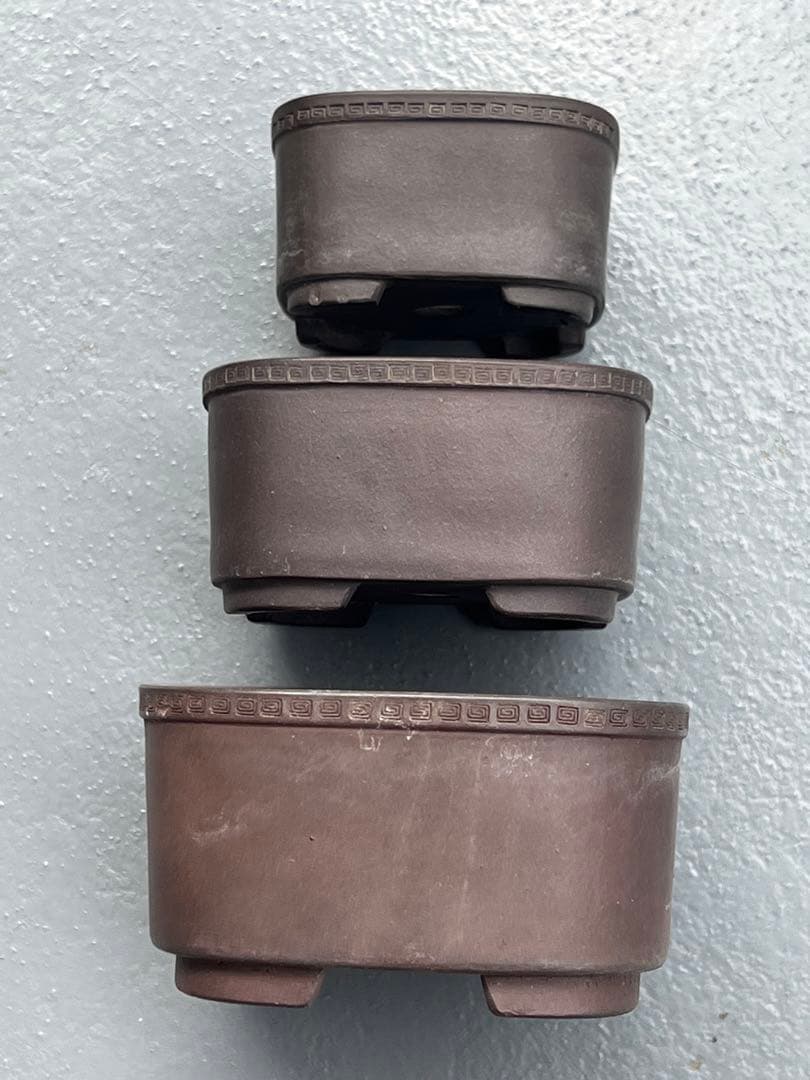 457.中國文革 撫角正方3点 盆栽鉢 植木鉢