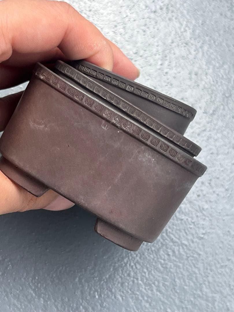 457.中國文革 撫角正方3点 盆栽鉢 植木鉢