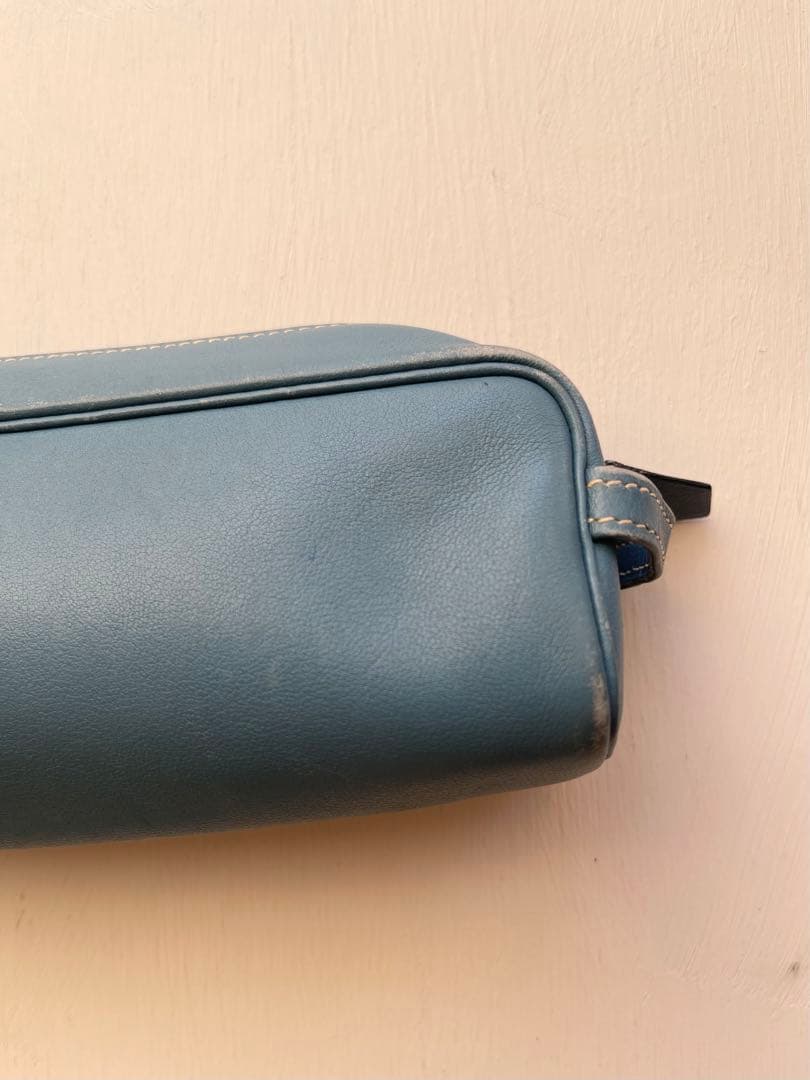 HERMES エルメス レザー ペンケース ポーチ ブルー系 シルバー金具