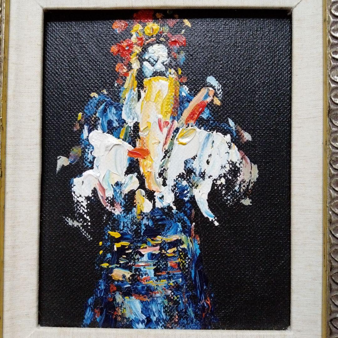 人物画、油絵、水墨画【三国志英雄張飛京劇人物】素晴らしい作品　額縁付