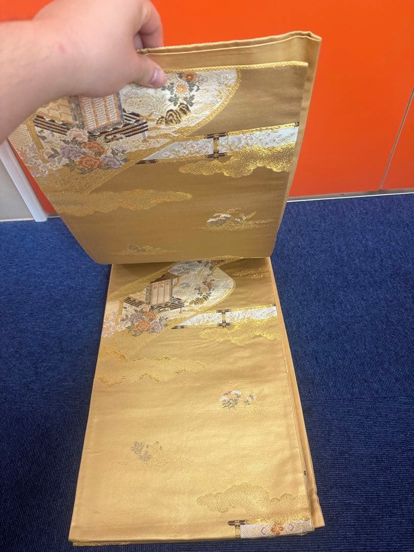 2675袋帯 古代彫金紋 西陣織 金糸　高級上質上品　約440cm 未使用