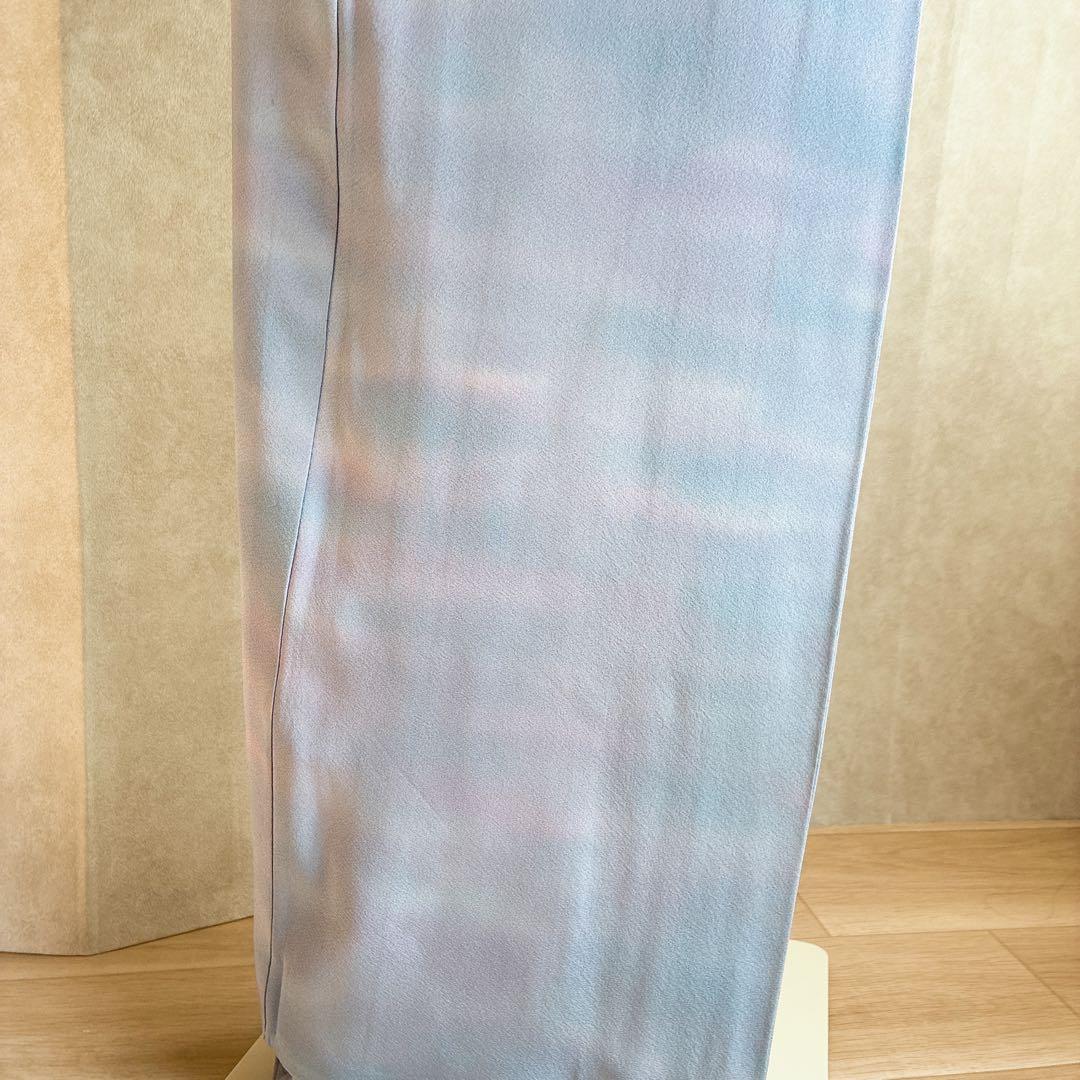 色無地　フルセット　着物　正絹　グラデーション　一つ紋　アクア　J7