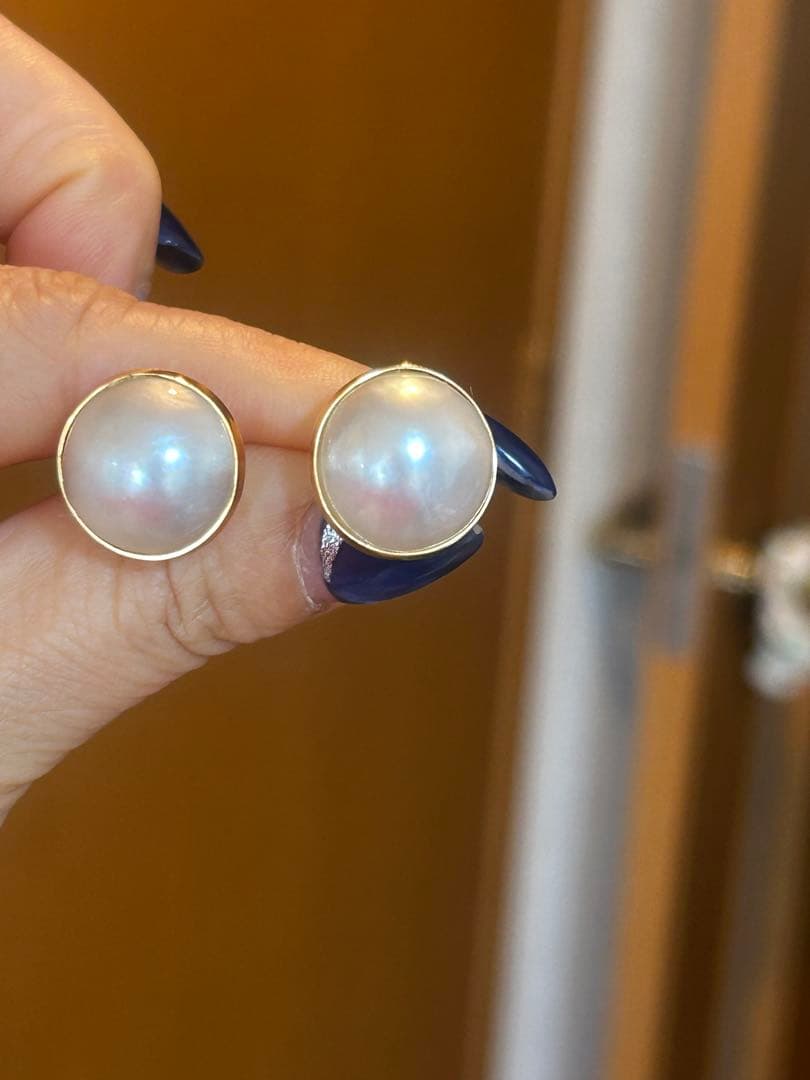 K18マベパール真珠 ドーム型ピアス