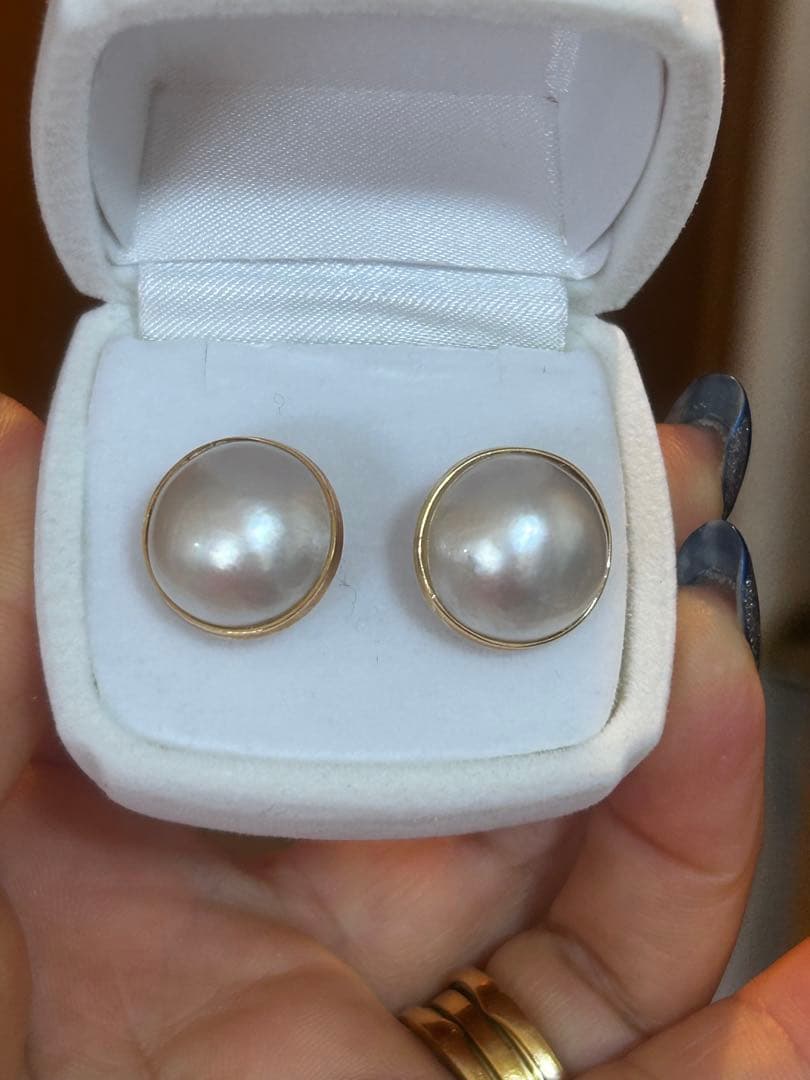K18マベパール真珠 ドーム型ピアス