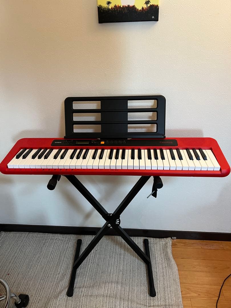 【美品】CASIO CasioTone 61鍵 レッド(スタンド付き)