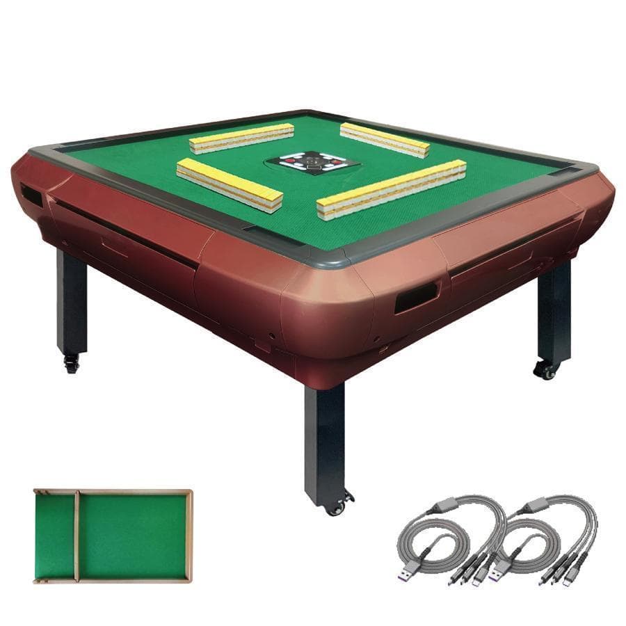 R2143全自動麻雀卓 座卓 ハーフレッグ 麻雀卓 28mm ワインレッド