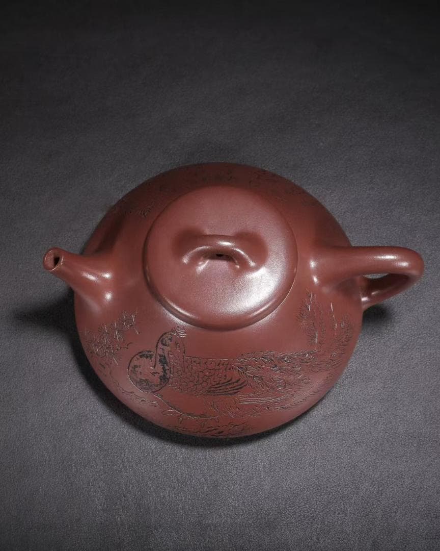 中国古美術・原鉱赤泥子冶石瓢紫砂壺・底款：景舟手製・紫砂壺・急須・茶道具・置物