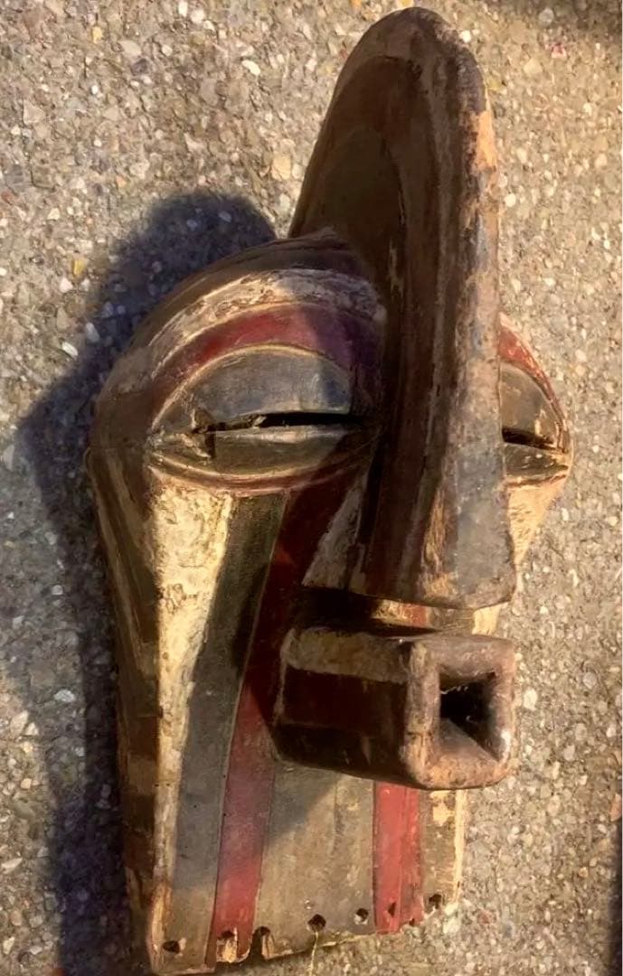 【数奇】アフリカ　バソンゲ族　仮面　大きいお面　ビンテージ　アンティーク　呪物