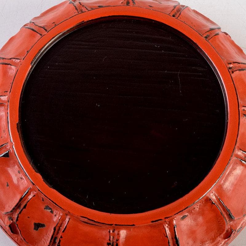 茶道具　鎌倉彫　橘屋友七作　菊形香合　共箱　V　8756