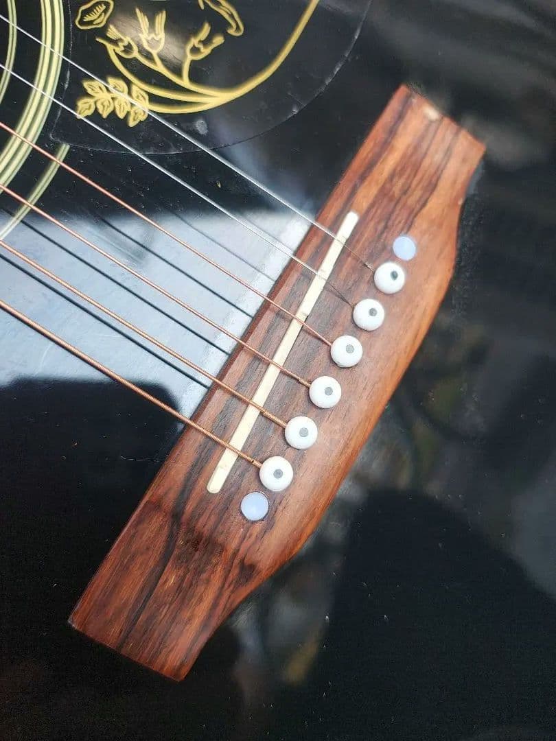 超美品 ブラック ハミングバード　ピアノブラック PU付きエレアコ