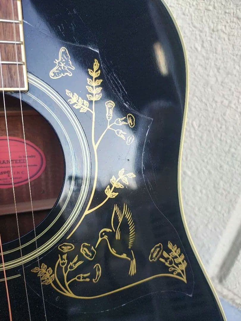 超美品 ブラック ハミングバード　ピアノブラック PU付きエレアコ