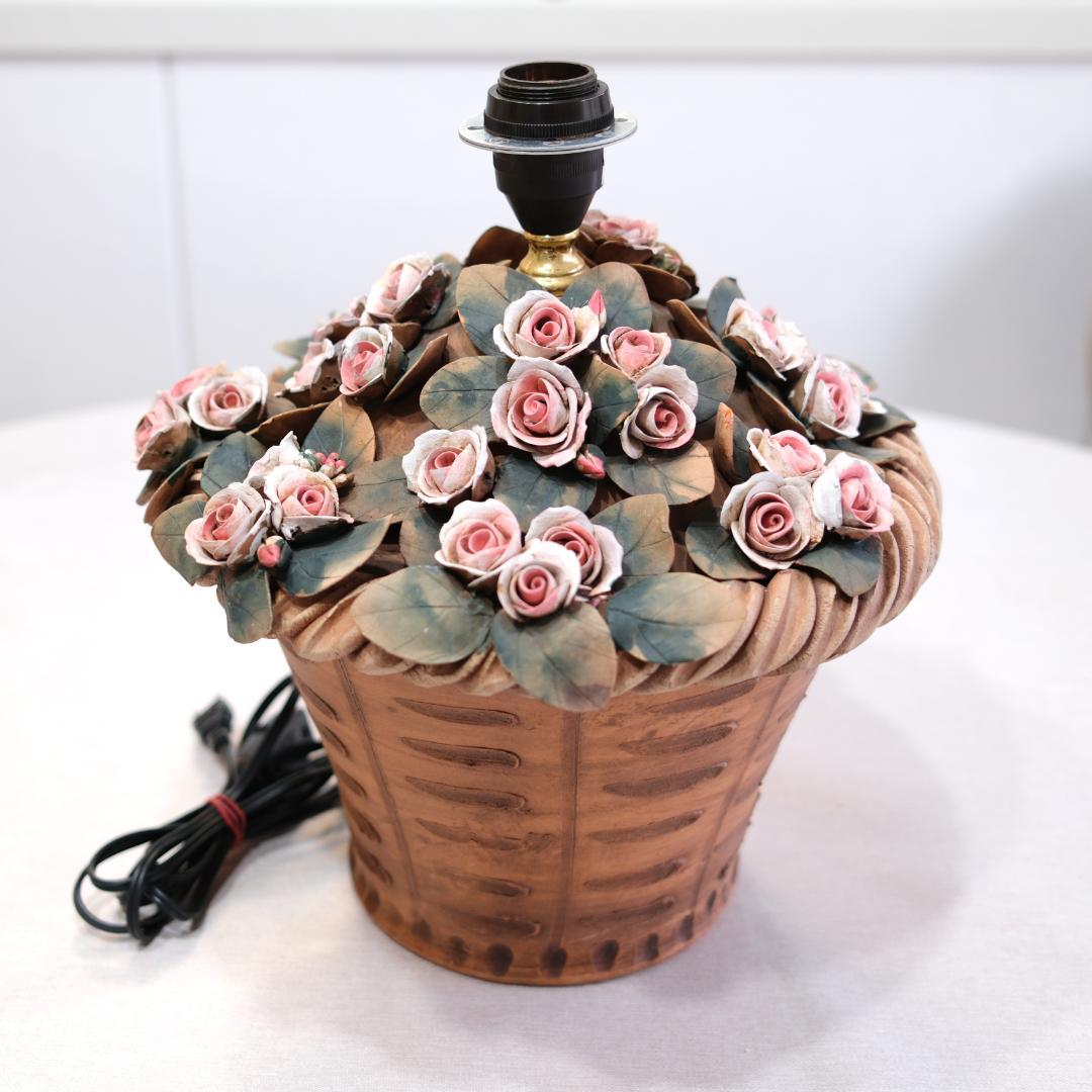 イタリア製 バラの鉢植デザインの照明ランプ