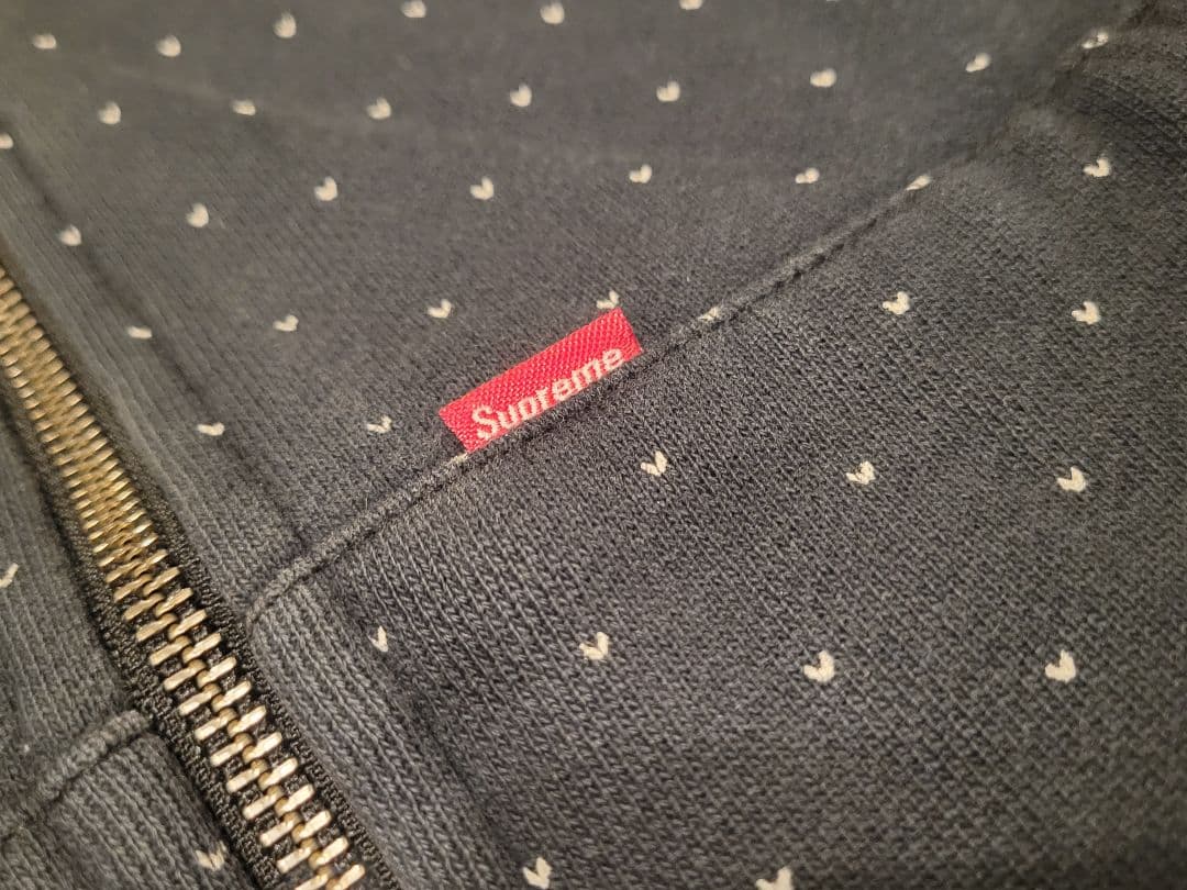 Supreme 難アリ ハートドット柄 ジップアップパーカー