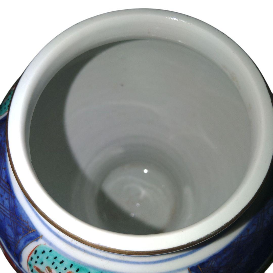 古伊万里　花柄色絵沈香壺　大明成化年製