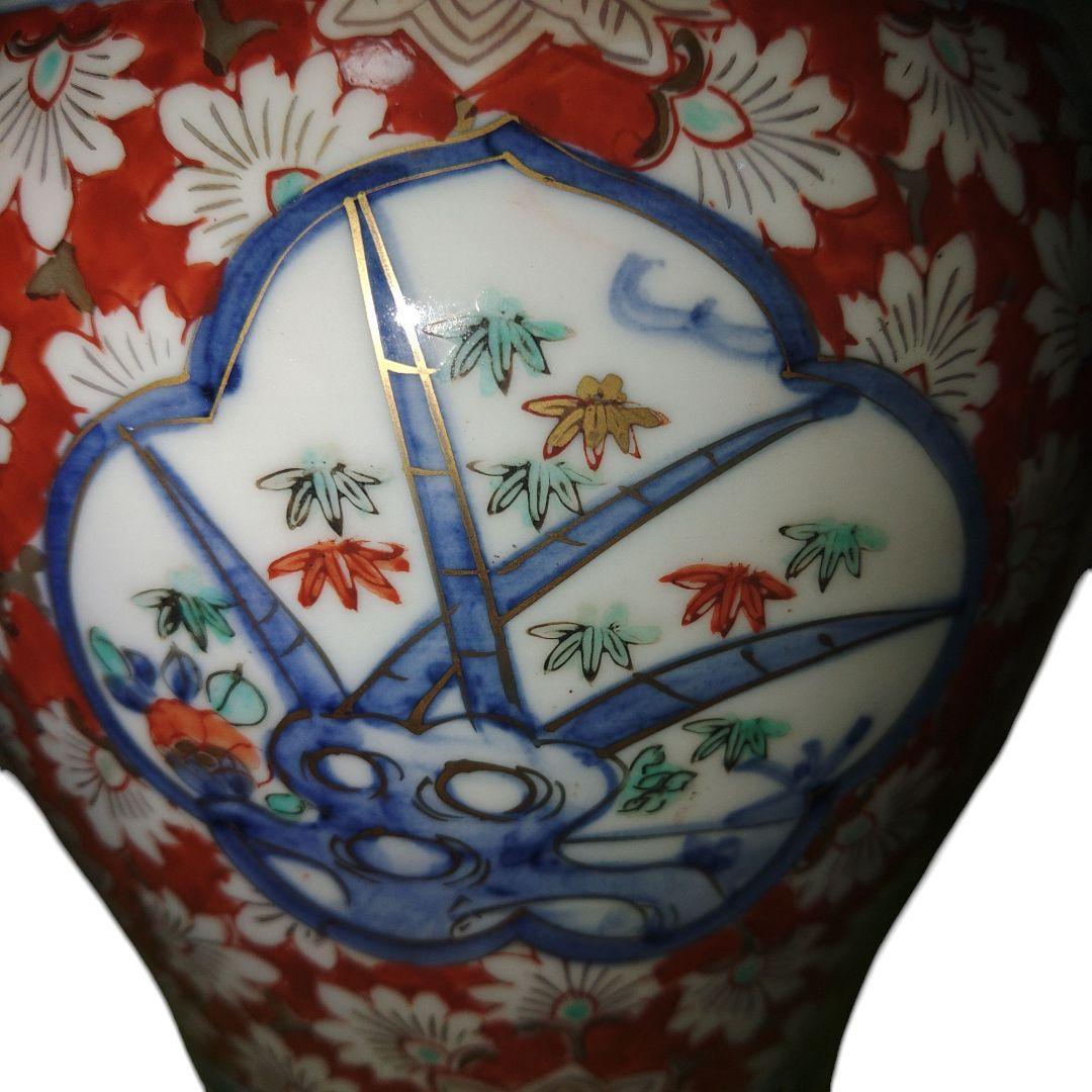 古伊万里　花柄色絵沈香壺　大明成化年製