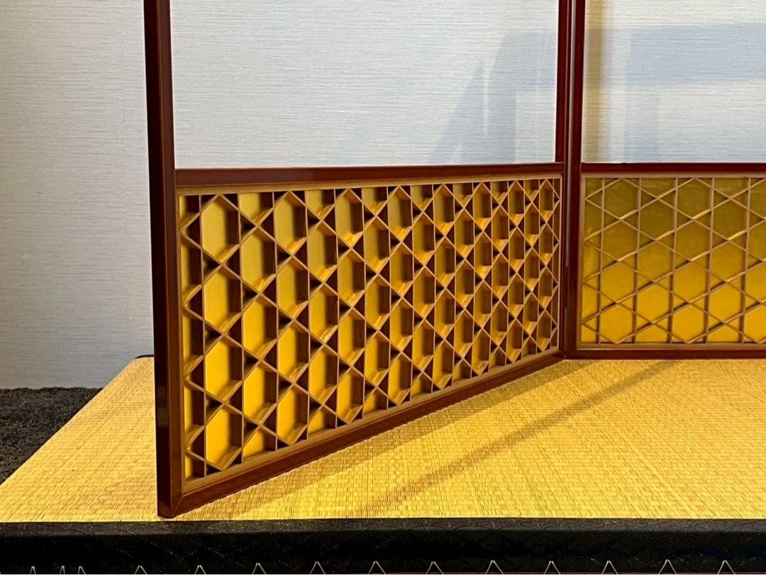 指物師 井川信斎 作 金張組子風炉先屏風 共箱 茶道具