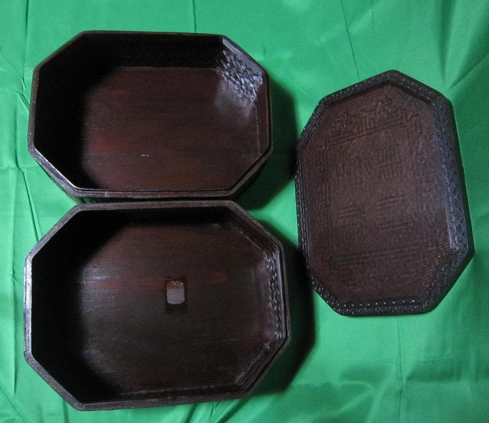 骨董　おかもち　岡持ち 木製三段