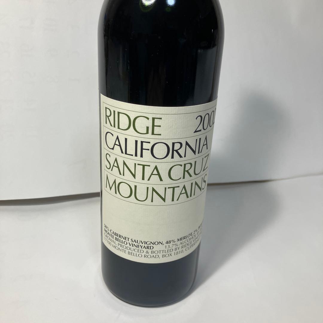 リッジ　カリフォルニア　サンタクルーズ　マウンテンズ2002 年　赤ワイン