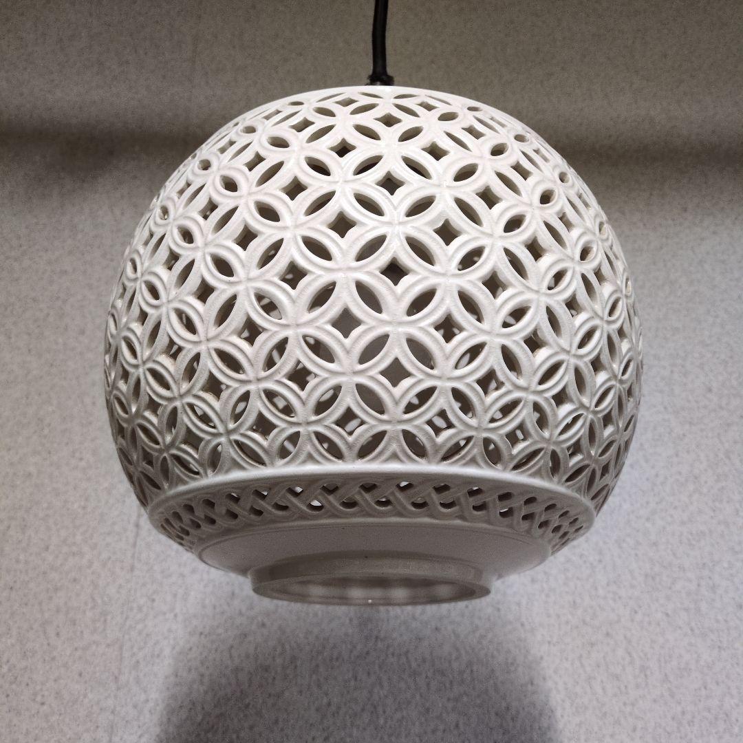 オオヤマ照明　ペンダントライト　陶器シェード　レトロ