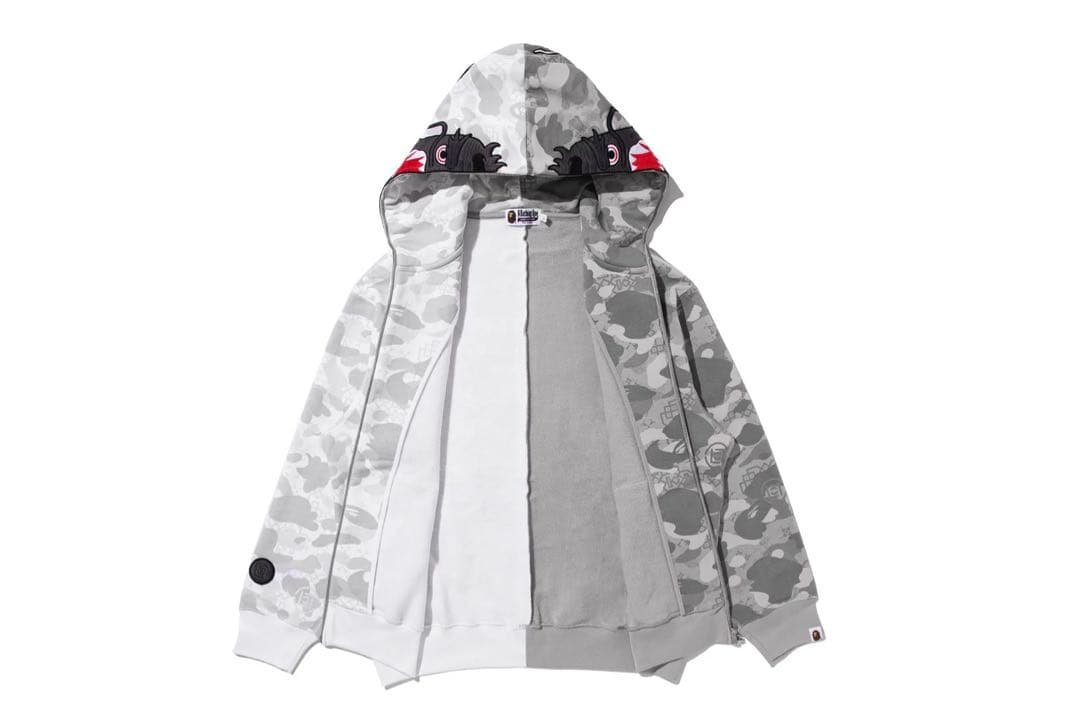 トップス L BAPE X CLOT CAMO SHARK FULL ZIP HOODIE