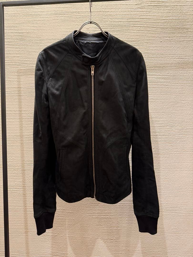 16ss rick owens インターシャ　レザージャケット　ライダース