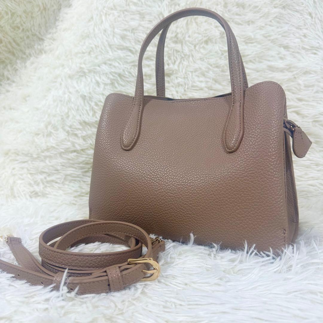 【美品】キタムラ2way トートバッグ シボ革 ベージュ ネット完売品