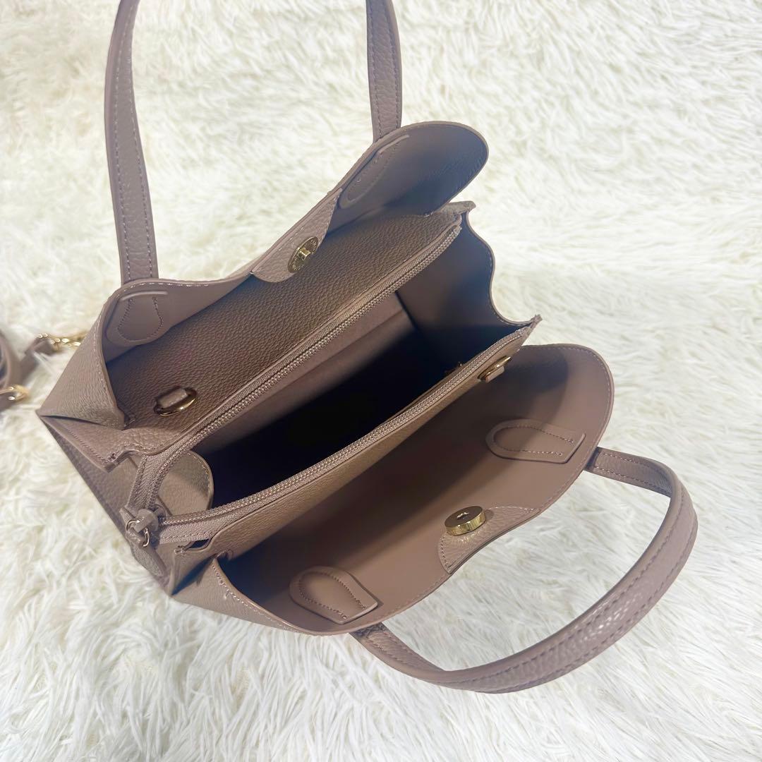【美品】キタムラ2way トートバッグ シボ革 ベージュ ネット完売品