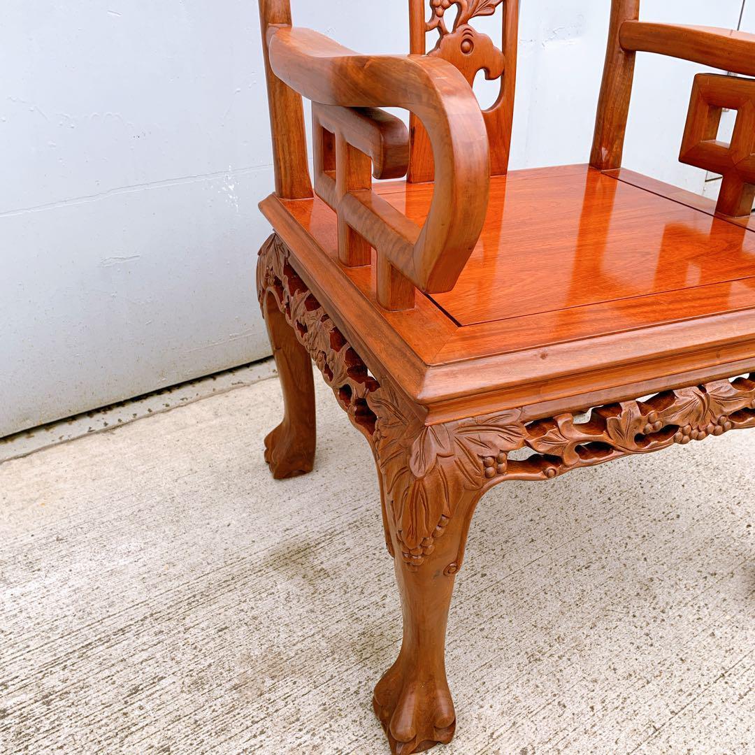 【稀少品】中国家具 ダイニング アームチェア 唐木家具 李朝家具 花梨